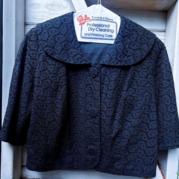 Semmés Creations Jackets & Blazers - Vintage Black Eyelet Crop Jacket, Semmés Creations